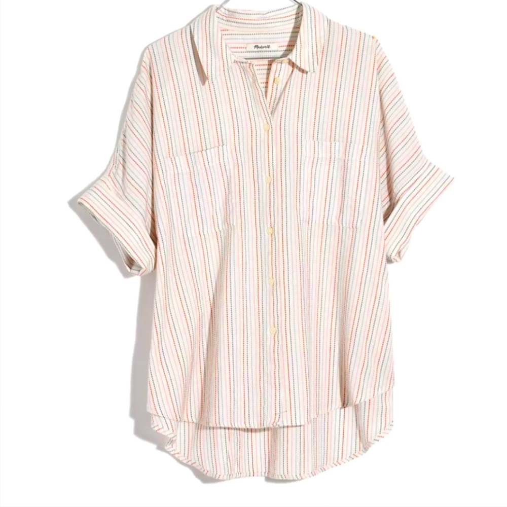 Madewell Courier Shirt in Stitched Rainbow Stripe